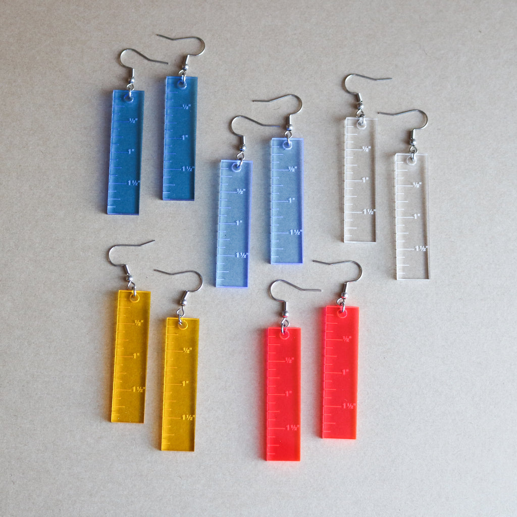 Mini Ruler Earrings - Measure Bling